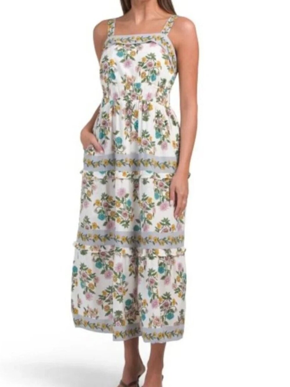 NEW! LEA Linen Blend Floral Mixed Print Dress